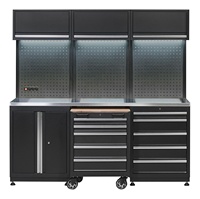 Banc de travail en acier SPCC avec armoire à outils, chariot de rangement robuste 13 compartiments, capacité de charge 450 kg, OEM ODM OBM, pour atelier industriel 13
