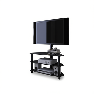 Mobile TV a 3 Ripiani Nero con Staffa Regolabile in Altezza e Funzione Girevole, Arredamento Moderno per la Casa - Product Image 1