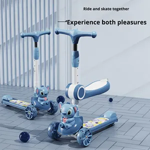 Trottinette d'extérieur 3-en-1 pour enfants, nouvelle collection, roues en PU, pliable, à un bouton, pour les 2-12 ans - Product Image 4