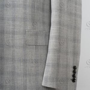 Nuevo conjunto de abrigo informal a <span class=keywords><strong>cuadros</strong></span> <span class=keywords><strong>gris</strong></span> <span class=keywords><strong>claro</strong></span> a la moda para hombre de 2 piezas, conjunto de boda personalizado para hombre - Product Image 5
