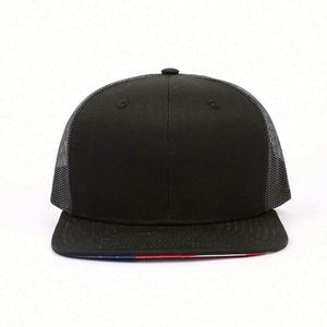 Casquette Trucker Snapback Noire Structurée à 6 Panneaux pour Adulte, Neuve, avec Impression du Drapeau Américain sous la Visière - Product Image 2
