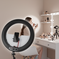 Simock Lampe annulaire LED bicolore de 19 pouces contrôlée par DMX pour maquillage, photographie, vidéo, studio en direct et enregistrement