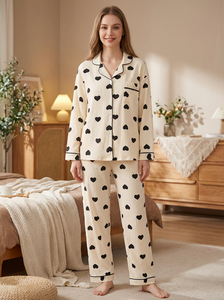 Pigiama Sexy con Stampa Romantica a Maniche Lunghe per Donne - Stile Elegante e Lussuoso, Traspirante con Vita Elastica - Product Image 2