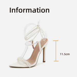 35-42 Size 2024 European Station New Exquisite Pearl Stage Show <b>Pointed</b> High Heel Sandals Ready Stock - Product Image 6