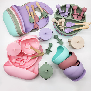 Wholesale Custom Baby Feeding Kit 8 Piece 304 Stainless Steel Silicone Plate Set <b>Microwave</b> Safe Dishwasher Safe Free Logo - Product Image 2