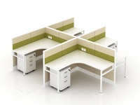 Bureau de poste de travail de bureau personnalisé de haute qualité cloisons incurvées avec cadre en verre de tissu métallique en plastique aggloméré