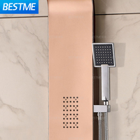 Système de douche de pluie colonne de salle de bains tours or Rose cascade Spa Jets LED colonne de douche mur de douche en acier inoxydable 304 panneau de douche