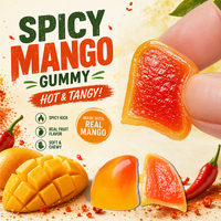 Nouveauté 2026 : Bonbons gélifiés 3D fourrés à la mangue épicée-sucrée style mexicain – Un délice halal pour le thé de l'après-midi, bonbons gélifiés portables