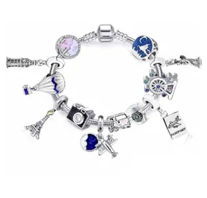 Fashion jewellery african charm bracelet eiffel tower castle beaded travel plane bracelet