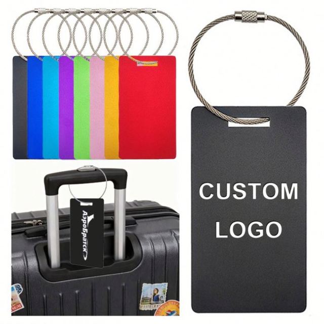 Cross-border Promotional Aluminum Alloy Metal Airplane Baggage Tag Laser Engraved Custom Luggage Tags with Wire Ring