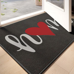 Alfombra de Entrada Rectangular Sally Hemp con Suela de Goma, Diseño de Corazón, Resistente a las Manchas, de Fibra de Poliéster, con Patrón Novedoso - Product Image 1