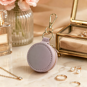 Mini étui à bijoux en cuir PU écologique Ele Queen avec fermeture éclair, couleur personnalisée, design élégant pour petits bijoux - Product Image 4
