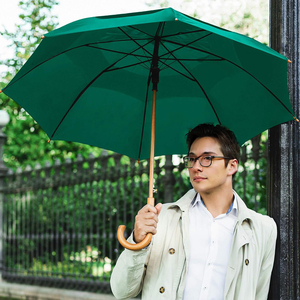 Durable Double Layer wood <b>frame</b> and wood handle Fiberglass ribs Windproof Semi-Automatic Open traditional classic umbrellas - Product Image 3