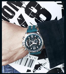 Orologio da Uomo <span class=keywords><strong>OTM</strong></span> in Lega con Quadrante Grande, Lancette Luminose, Impermeabile, Multifunzione, al Quarzo, Sportivo, con Cinturino in Gomma, Logo Personalizzabile - Product Image 4