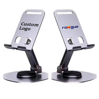 Support de téléphone portable pliable Ranguo, logo personnalisé gravé au laser, entièrement en métal, rotation à 360°, design moderne personnalisé, cadeaux promotionnels