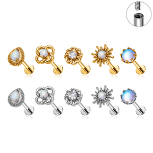 Orecchini a perno in titanio G23 color oro 16G con opale a goccia, piercing per labret, labbra, <span class=keywords><strong>trago</strong></span>, lobo, elice, cartilagine - Product Image 4