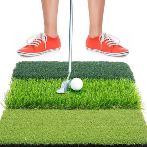 Tapis de frappe de golf portable, tapis d'herbe pliable 3-en-1, aide à l'entraînement à la pratique de tri gazon pour balançoire intérieure et extérieure