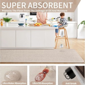 Tapis de cuisine Sally rectangulaire antidérapant, lavable, absorbant l'huile, couleur unie, pour restaurant et cuisine - Product Image 3