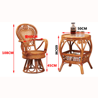 Ensemble de meubles en osier de luxe 3PC chaise rotative à dossier haut Table d'appoint intérieur extérieur canapé en rotin combiné de Relaxation pour personnes âgées