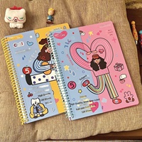 Carnet de notes quotidien pour étudiants, format A4, couverture rigide, reliure spirale rose girly, lignage léger 8 mm
