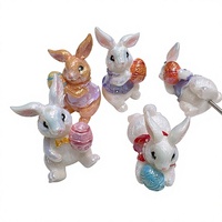Perles de lapin en acrylique plaqué UV 42*19mm, perles de lapin de Pâques pour la fabrication de bijoux