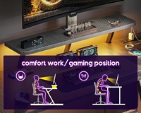Bureau de jeu en forme de L, bureau de jeu pour gamer, table de jeu pour ordinateur avec éclairage RVB, échantillon gratuit