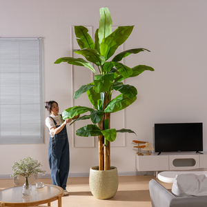 4.3FT-9.5FT Haute Simulation Emballage Grandes Feuilles Vertes Faux <span class=keywords><strong>Bananier</strong></span> Géant Arbre Artificiel pour Plantes Décoratives d'Extérieur - Product Image 3