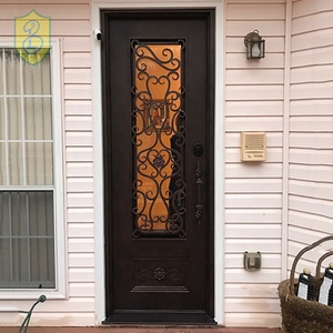 Porte d'entrée principale moderne en fer forgé, design à une seule porte, étanche, ouverture manuelle, surface finie - Product Image 2