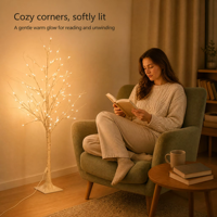 Arbre lumineux LED 8 modes 120 cm en bouleau blanc, guirlande féerique, arbre scintillant de table, décoration lumineuse pour la maison, la chambre et Noël