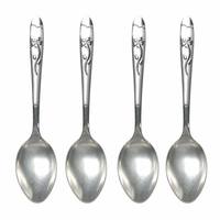 Lot de 4 cuillères en acier inoxydable sablé à motif floral, avec étui de transport portable pour usage quotidien à la maison