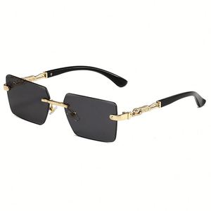Lunettes de soleil rectangulaires rétro tendance 2025 avec logo personnalisé, sans monture, UV400, pour hommes et femmes - Product Image 3