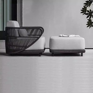 Ensemble <span class=keywords><strong>de</strong></span> canapés en rotin <span class=keywords><strong>de</strong></span> style nordique <span class=keywords><strong>de</strong></span> luxe, combinaison <span class=keywords><strong>de</strong></span> meubles <span class=keywords><strong>de</strong></span> patio modernes pour les jardins <span class=keywords><strong>de</strong></span> villas, les terrasses extérieures, les appartements côtiers - Product Image 3