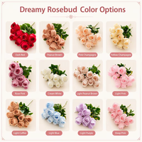 9 Tangkai Bunga Mawar Sutra Dreamy Rosebud, Bunga Artificial untuk Pesta Pernikahan, Dekorasi Interior Ruang Tamu, Hiasan Meja Kopi