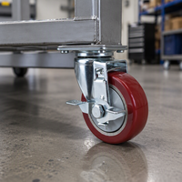 Roue pivotante en PVC de 3 pouces avec frein, montée sur plaque, pour chariot à usage moyen, rouleau d'équipement