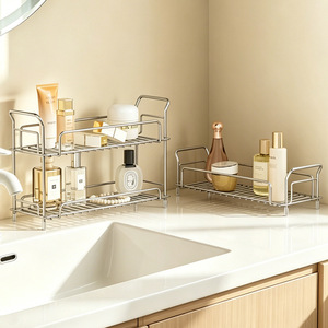 <b>Bathroom</b> Storage Rack 50X30Cm Double Layer Stainless Steel Freestanding For Cosmetics Skincare Vanity Organization - Product Image 1