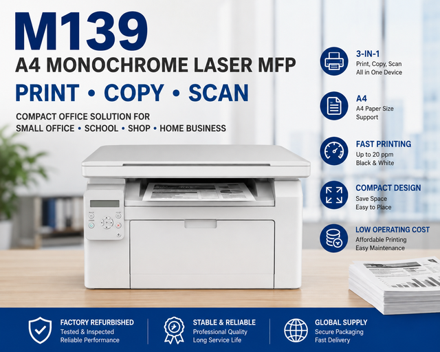 Refurbished M139 A4 Monochrome Laser Multifunction Printer Print Copy Scan Compact Office MFP