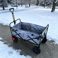 Chariot de camping pliable robuste de 150 L avec capacité de charge de 200 kg, chariot utilitaire portable pour le jardin, la plage et les activités de plein air