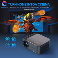 Projecteur intelligent portable WiFi Android 9 Superlieur M8 2G avec écran LCD, 200 lumens ANSI, résolution 1920x1080, haut-parleurs intégrés, prêt à l'emploi
