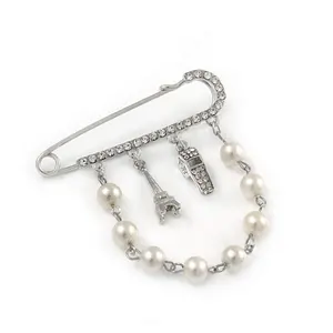 Custom Wholesale Fashion Jewelry Safety Pin Brooch Clothes Decorative Brooch Pin With Own Design Charms