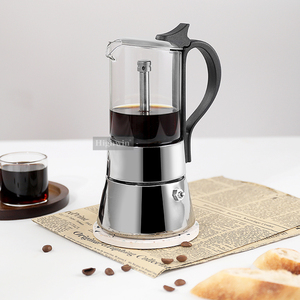 HIGHWIN Stove Espresso Moka Pot 4 tazas 6 tazas <span class=keywords><strong>Cafetera</strong></span> <span class=keywords><strong>italiana</strong></span> de vidrio borosilicato - Product Image 6