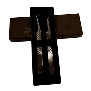 Pinzas para Pestañas RMI con Punta de Fibra de Plasma Negra, Pinzas para Volumen de Pestañas, Pinzas de 90 Grados para Extensión de Pestañas - Product Image 1