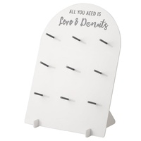 Support mural en acrylique blanc poli en forme de donut, personnalisable avec texte, panneau d'affichage moderne pour mariage, douche nuptiale, table de desserts