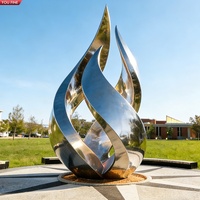 YOUFINE Statue torche en acier inoxydable poli miroir sur mesure, décoration paysagère contemporaine