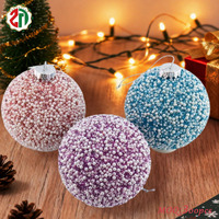 Ornement de boule de Noël artisanal de luxe en velours vintage à paillettes bleu/rose/violet pour arbre de Noël, décoration de fête à domicile