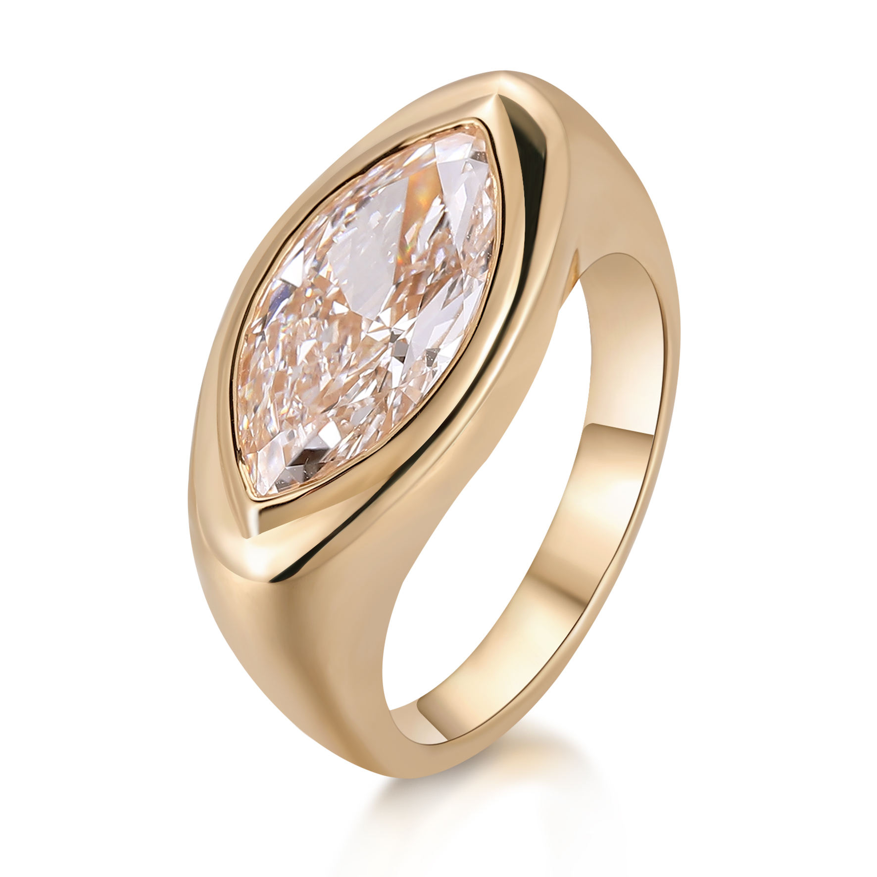 Bague en or jaune 10K avec diamant de laboratoire