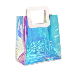 Sac fourre-tout holographique en PVC transparent pour la mode, sac cadeau, sac d'épicerie, sac de shopping laser transparent, vente en gros - Product Image 1