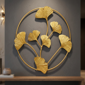 Decoración de Pared de Lujo con Hojas de Ginkgo en Metal Dorado, Escultura Decorativa para Colgar en la Pared, Elegante Adorno Botánico Inspirado en la Naturaleza - Product Image 6