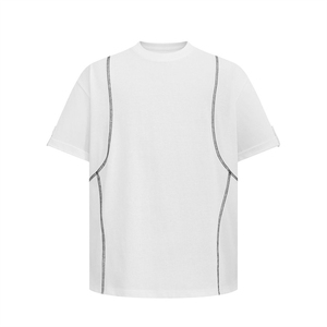 Mùa hè Cơ Bản Màu trống T-Shirt Ming Bộ sưu tập dòng nối ngắn tay T-Shirt cho nam giới - Product Image 2