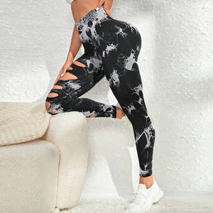 Nouveauté 2026 Vente en gros Leggings <span class=keywords><strong>de</strong></span> yoga imprimés ajourés pour femmes, collants <span class=keywords><strong>de</strong></span> sport pour la gym, leggings <span class=keywords><strong>de</strong></span> <span class=keywords><strong>fitness</strong></span> sans couture tie-dye pour filles - Product Image 3