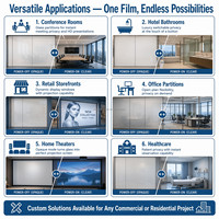 Rollo de Película Inteligente PDLC Autoadhesiva, Película Inteligente para el Hogar con Revestimiento ITO, Película Inteligente para Vidrio, Cortina de Oficina, Rollo de Película PDLC para Vidrio de Construcción